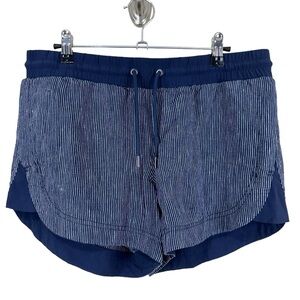 Athleta Beachside Bali Linen Shorts Navy Stripe Size 8